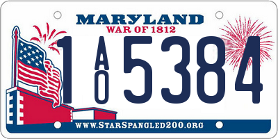 MD license plate 1AO5384
