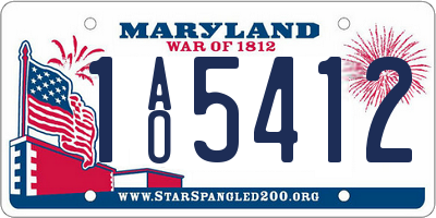 MD license plate 1AO5412
