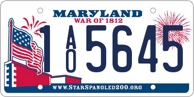 MD license plate 1AO5645