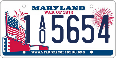 MD license plate 1AO5654