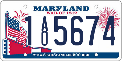 MD license plate 1AO5674