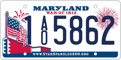 MD license plate 1AO5862