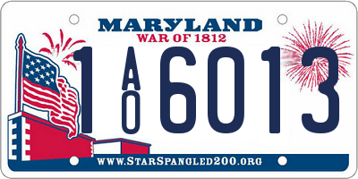 MD license plate 1AO6013