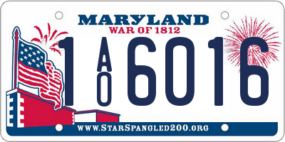 MD license plate 1AO6016