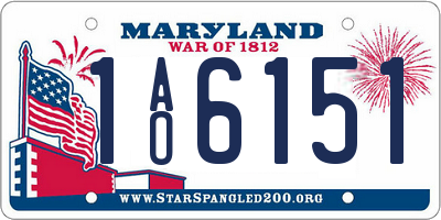 MD license plate 1AO6151