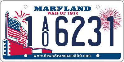 MD license plate 1AO6231