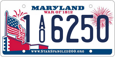 MD license plate 1AO6250