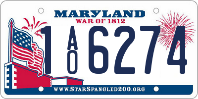 MD license plate 1AO6274