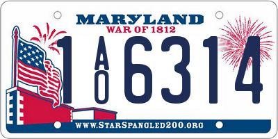 MD license plate 1AO6314