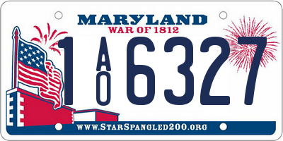 MD license plate 1AO6327