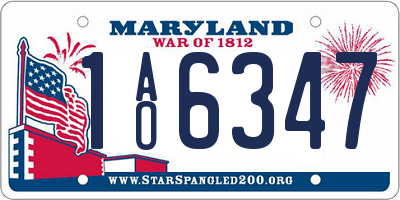 MD license plate 1AO6347