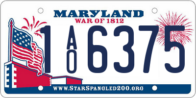 MD license plate 1AO6375