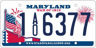 MD license plate 1AO6377
