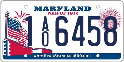 MD license plate 1AO6458