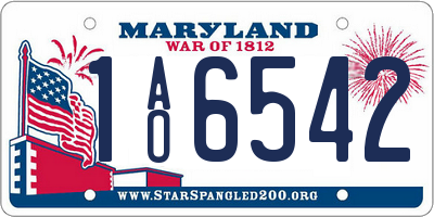 MD license plate 1AO6542