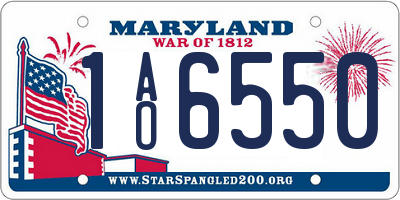 MD license plate 1AO6550