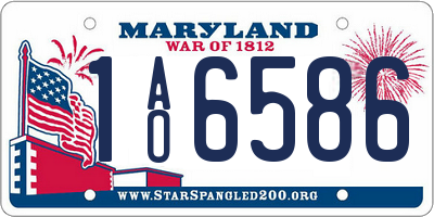 MD license plate 1AO6586