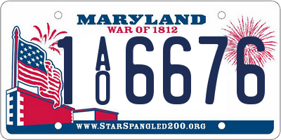 MD license plate 1AO6676