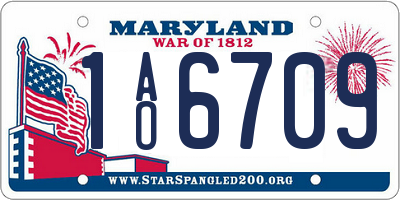 MD license plate 1AO6709