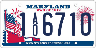 MD license plate 1AO6710