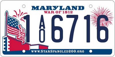 MD license plate 1AO6716