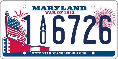 MD license plate 1AO6726