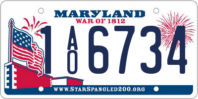 MD license plate 1AO6734