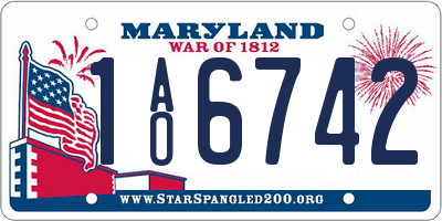 MD license plate 1AO6742