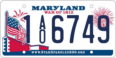 MD license plate 1AO6749