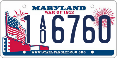 MD license plate 1AO6760