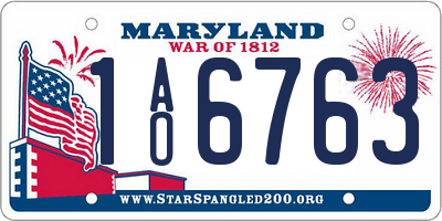MD license plate 1AO6763