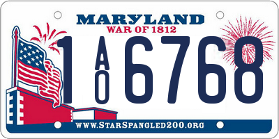 MD license plate 1AO6768