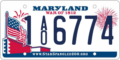MD license plate 1AO6774