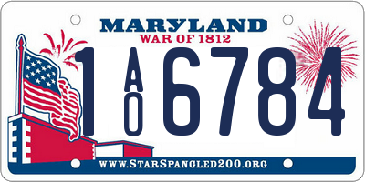 MD license plate 1AO6784