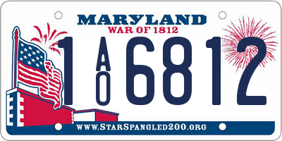 MD license plate 1AO6812
