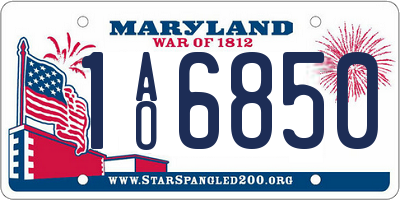 MD license plate 1AO6850
