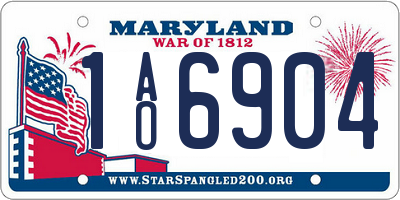 MD license plate 1AO6904