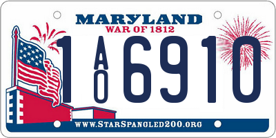 MD license plate 1AO6910