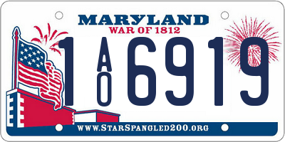 MD license plate 1AO6919