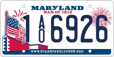 MD license plate 1AO6926