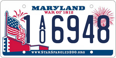 MD license plate 1AO6948