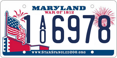 MD license plate 1AO6978