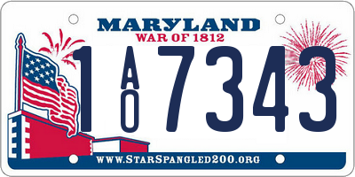 MD license plate 1AO7343