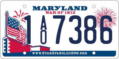 MD license plate 1AO7386