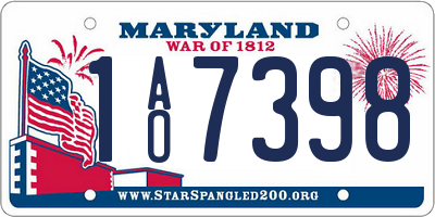 MD license plate 1AO7398