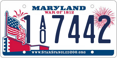 MD license plate 1AO7442