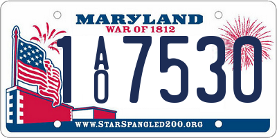 MD license plate 1AO7530