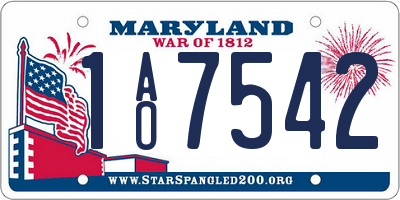 MD license plate 1AO7542