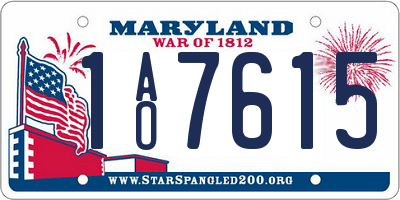 MD license plate 1AO7615