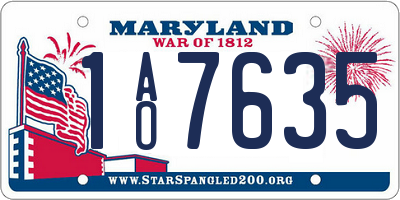MD license plate 1AO7635